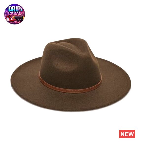 Faux Wool Felt Wide Brim Fedora Hat with Animal Print Band main image 5